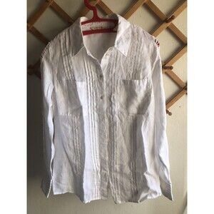 Soft Surroundings 100 P Linen Long Sleeve Shirt Blouse Xs